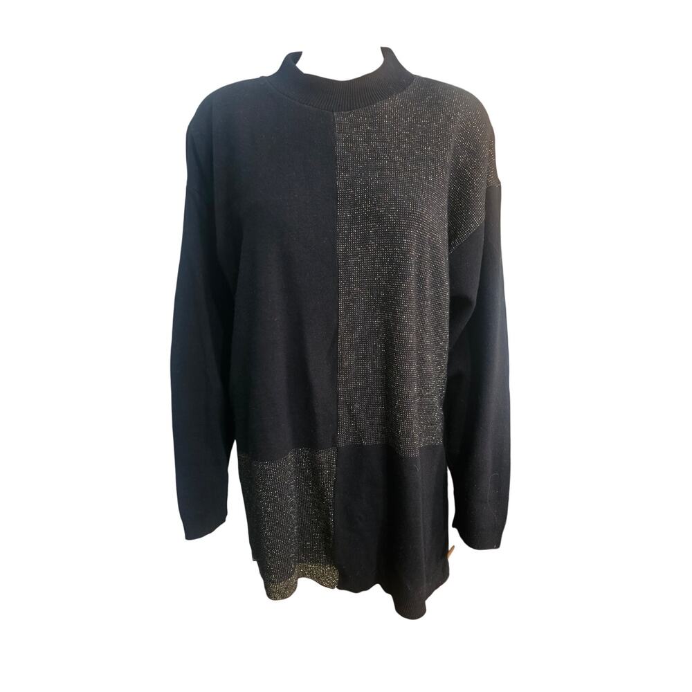 Vintage Karen Lessly Sweater Black and Gold 2X